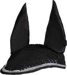 HKM Fliegenhaube Romy mit Glitzerrand aus Baumwolle Schwarz für Shetty – Bild 1 von 1