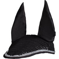 Produktbild von HKM Fliegenhaube Romy mit Glitzerrand aus Baumwolle Schwarz für Shetty