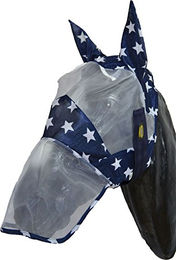 Produktbild von HKM Fliegenmaske Blue Stars für Vollblut in Navy/Weiss aus Polyester