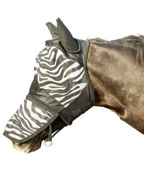 HKM Fliegenmaske Zebra Weiß/Schwarz für Ponys mit Nüsternschutz – Bild 1 von 2