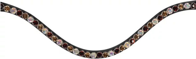 HKM Frontal Stirnband mit Crystals aus Leder in Gelb Bunt für Vollblut – Bild 1 von 1