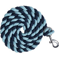 Produktbild von HKM Führstrick Cotton aus Baumwolle mit Karabinerhaken Dunkelblau/Hellblau gestreift 180 cm