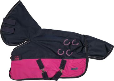 Produktbild von HKM Funny Horse Regendecke für Pferde Pink/Dunkelblau Größe 65