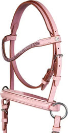 HKM Funny Horses 2 Gebisslose Trense für Pferde aus Leder in Rosa und Silber – Bild 1 von 1