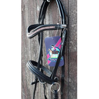 Produktbild von HKM Funny Horses Gebisslose Trense für Holzpferde Schwarz/Pink mit Strass Glitzer