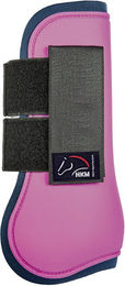 HKM Gamaschen Premium Beinschutz für Vorderbeine Pink/Dunkelblau für Vollblut und Warmblut – Bild 1 von 1