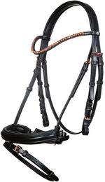 HKM Gebisslose Trense Rosegold Glamour aus Leder in Schwarz und Gold für Pferde – Bild 1 von 1