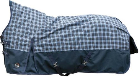 Produktbild von HKM Glasgow Highneckdecke für Pferde 1200D Dunkelblau Karo 155