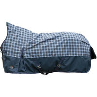 Produktbild von HKM Glasgow Highneckdecke für Pferde 1200D Dunkelblau Karo mit glattem Futter Größe 135