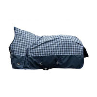 Produktbild von HKM Glasgow Highneckdecke für Pferde Dunkelblau Karo Größe 145