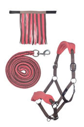 HKM Halfterset mit Fliegenfransen und Strick 180cm für Warmblut aus Kunstleder – Bild 1 von 9