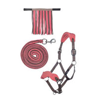 Produktbild von HKM Halfterset mit Fliegenfransen und Strick 180cm für Warmblut aus Kunstleder