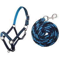 Produktbild von HKM Halfterset mit Strick und Karabiner für Shetty in Blau und Silber