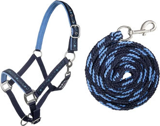 HKM Halsring für Pferde mit Longe und Karabiner in Blau – Bild 1 von 1