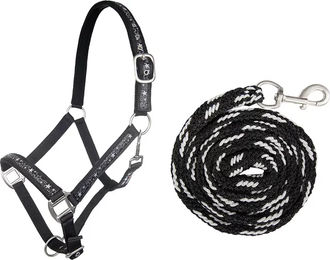 HKM Halsring für Pferde mit Longe und Karabiner in Schwarz und Silber – Bild 1 von 1