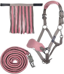 HKM Hengsthalfter mit Führleine und Fliegenfransen in Rosa für Vollblut – Bild 1 von 1
