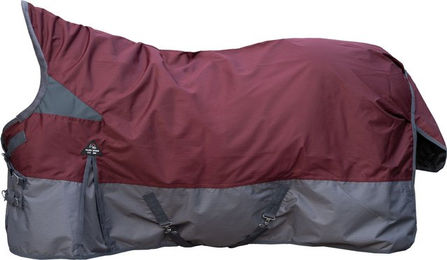 HKM Highneckdecke Yukon 600D mit 200g Wattefüllung in Rot und Grau – Bild 1 von 3