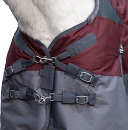 HKM Highneckdecke Yukon mit Polarfleece Dunkelrot/Grau Größe 145 – Bild 1 von 2