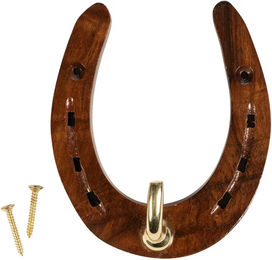 HKM Hufeisenhalterung aus Holz und Messing in Braun und Gold – Bild 1 von 2