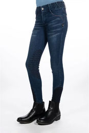 HKM Kids Aymee Reithose Full Grip Mädchen Denim Blau Stoff Größe 5/6 Jahre – Bild 1 von 1