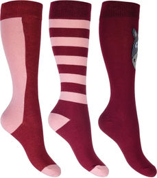 HKM Kids Grenada Reitstrümpfe für Kinder Rosa Größe 26/30 3er Pack – Bild 1 von 1