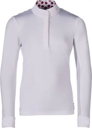 HKM Kids Hunter Turnier-Poloshirt Mädchen Reitshirt Langarm Weiß Größe 8 Jahre – Bild 1 von 1