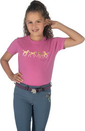 HKM Kinder T-Shirt Pony Club Rosa Baumwolle Größe 110 – Bild 1 von 2