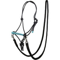 Produktbild von HKM Knotenhalfter mit Strass und Zügeln für Vollblut in Schwarz/Petrol