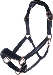 HKM Lederhalfter für Pferde in Schwarz mit Gold und Rosegold – Bild 1 von 1