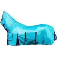 Produktbild von HKM Lissabon Style Fliegendecke für Pferde mit Halsteil in Ripstop-Qualität, 145 cm, Blau/Türkis