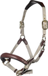 HKM Luna Lernhalfter für Pferde aus Leder und Nylon in Beige und Gold – Bild 1 von 1