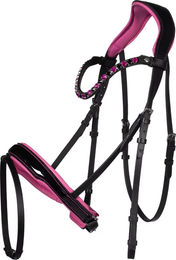 HKM Manchester Leder Trense für Vollblut in Schwarz oder Rosa – Bild 1 von 1