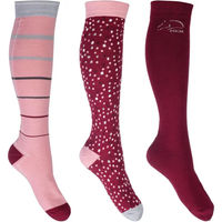Produktbild von HKM Miami Reitstrümpfe für Kinder 3er Pack Rosa Bunt Größe 35/38