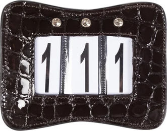 HKM Nummernhalter Reiten Viola aus Leder in Schwarz oder Braun – Bild 1 von 1