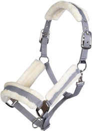 HKM Nylonhalfter Strong mit Plüschpolster Grau für Warmblut – Bild 1 von 1