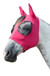 HKM Pferde Fliegenschutzmaske Elastic mit UV-Schutz LSF 30+ und Reißverschluss in Magenta Größe S – Bild 1 von 2
