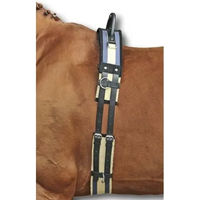 Produktbild von HKM Pferde Longiergurt aus Canvas mit Lederstrupfen für Ponys in Dunkelblau-Beige