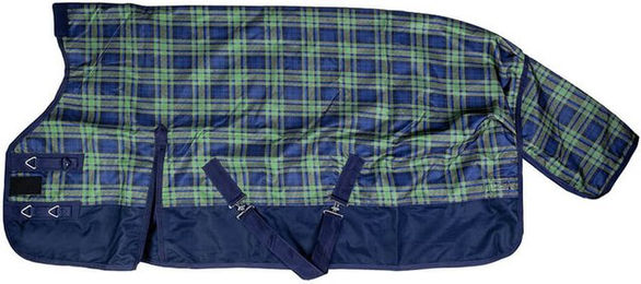 HKM Pferdedecke Orlando Karo Highneck in Navy/Grün Größe 145 – Bild 1 von 2