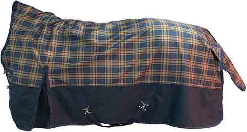 HKM Pferdedecke Pittsburgh Karo Highneck 145 Navy/Grün – Bild 1 von 2
