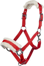 HKM Pony Halfter mit Plüschpolsterung in Rot – Bild 1 von 1