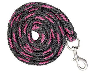 HKM Pony Stallhalfter mit Strick und Karabiner Grau/Rosa 180cm – Bild 1 von 1
