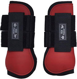 HKM Premium Gamaschen für Vorderbeine Beinschutz Rot/Schwarz Shetty Größe M – Bild 1 von 1
