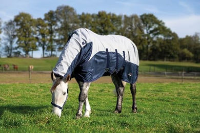 HKM Rain Fliegendecke für Pferde Dunkelblau/Grau Größe 125 – Bild 1 von 8