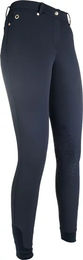 HKM Reithose LG Basic für Damen mit Silikon-Mid-Grip in Blau aus Lycra Größe 34 – Bild 1 von 1