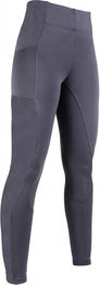 Produktbild von HKM Reitleggings Della Sera Style FullGrip Reithose für Damen aus Polyester in Grau oder Schwarz Größe 44-46