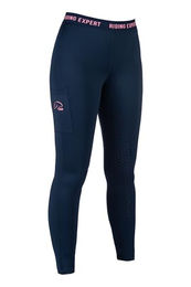 Produktbild von HKM Reitleggings für Mädchen Graz Style mit Silikon Vollbesatz Dunkelblau/Neon Koralle Größe 158/164