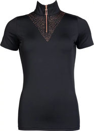 Produktbild von HKM Reitpolo Damen Rosegold Glamour Schwarz XXL
