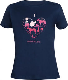 HKM Reitshirt für Mädchen I Love Horse Riding Blau Grösse 9/10 Jahre – Bild 1 von 1