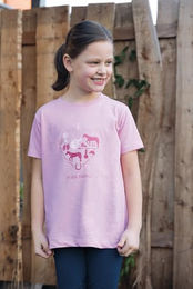 HKM Reitshirt I Love Horse Riding für Kinder in Rosa Größe 152 – Bild 1 von 2
