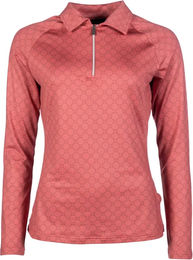Produktbild von HKM Reitshirt Polo Damen mit langen Ärmeln Rosewood Allover Print XL
